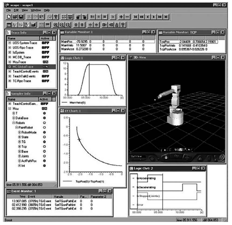 Screen of 3D simulation of Robot Motion Controller