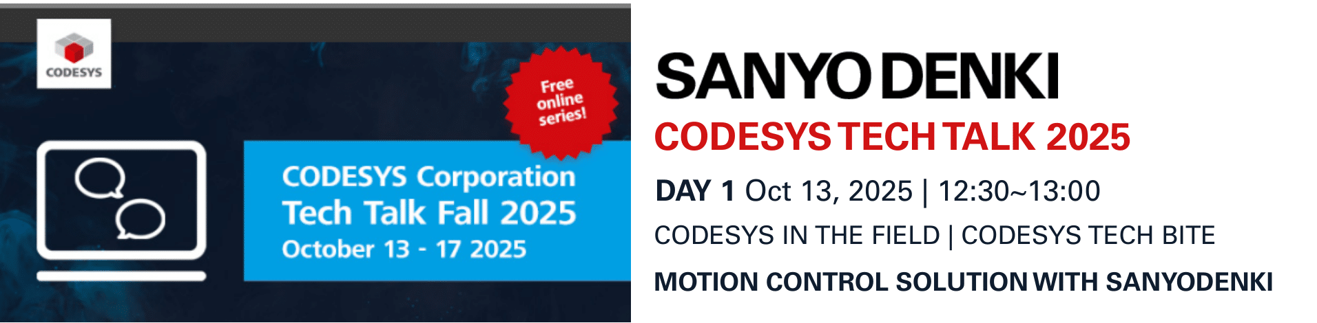 SANYO DENKI at CODESYS Tech Talk 2025 to discuss SANMOTION Motion Controller